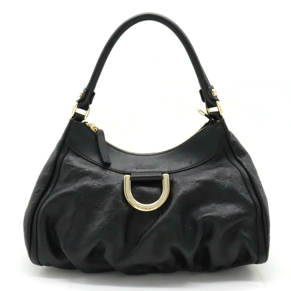 Gucci Guccissima Shoulder Bag Hobo Leather Black